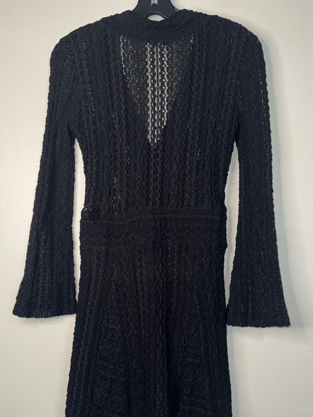 IRO Black Lace V-Neck Long Sleeve Fit-and-Flare Dress - Picture 11 of 16